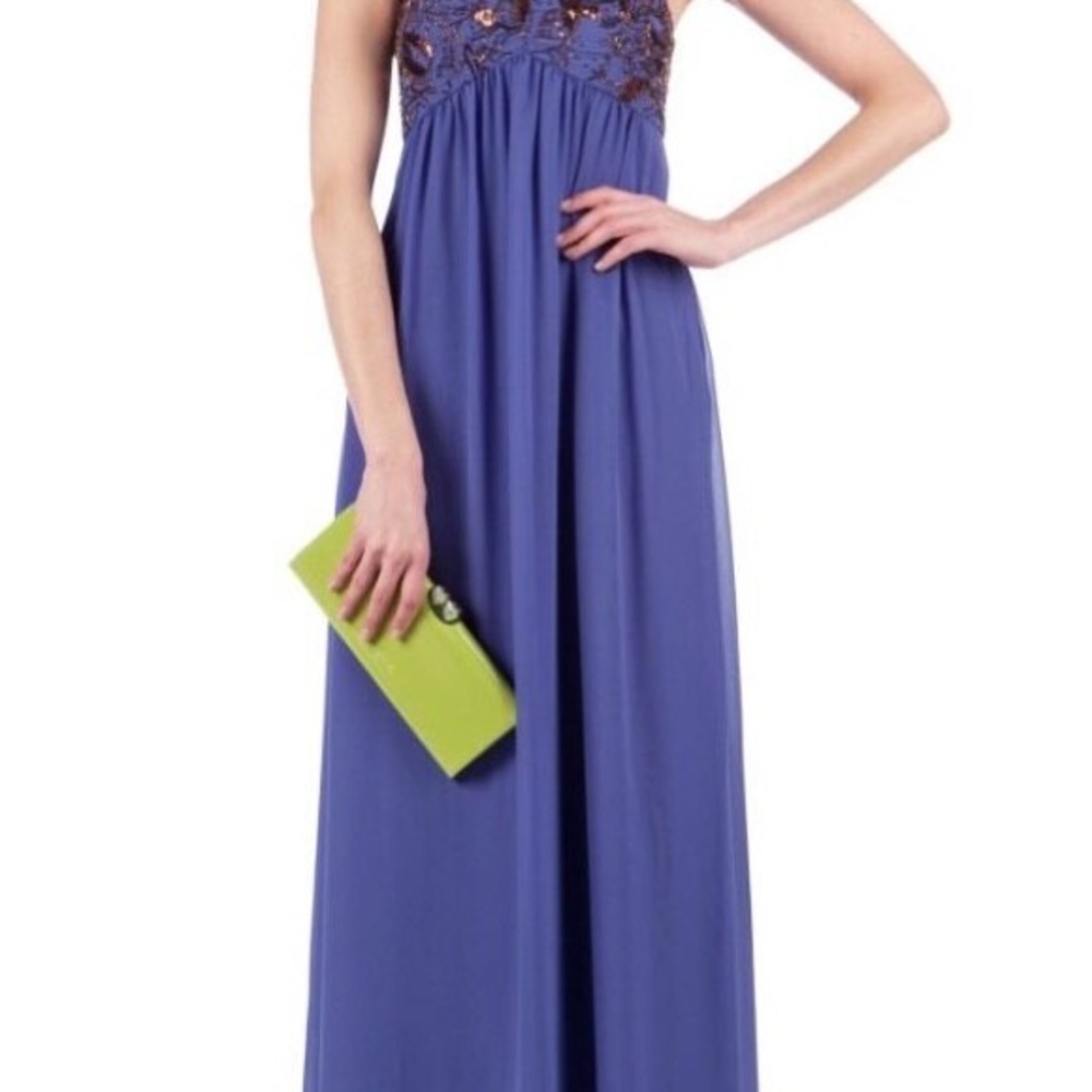 Ted Baker Blue Sequin Strapless Gown